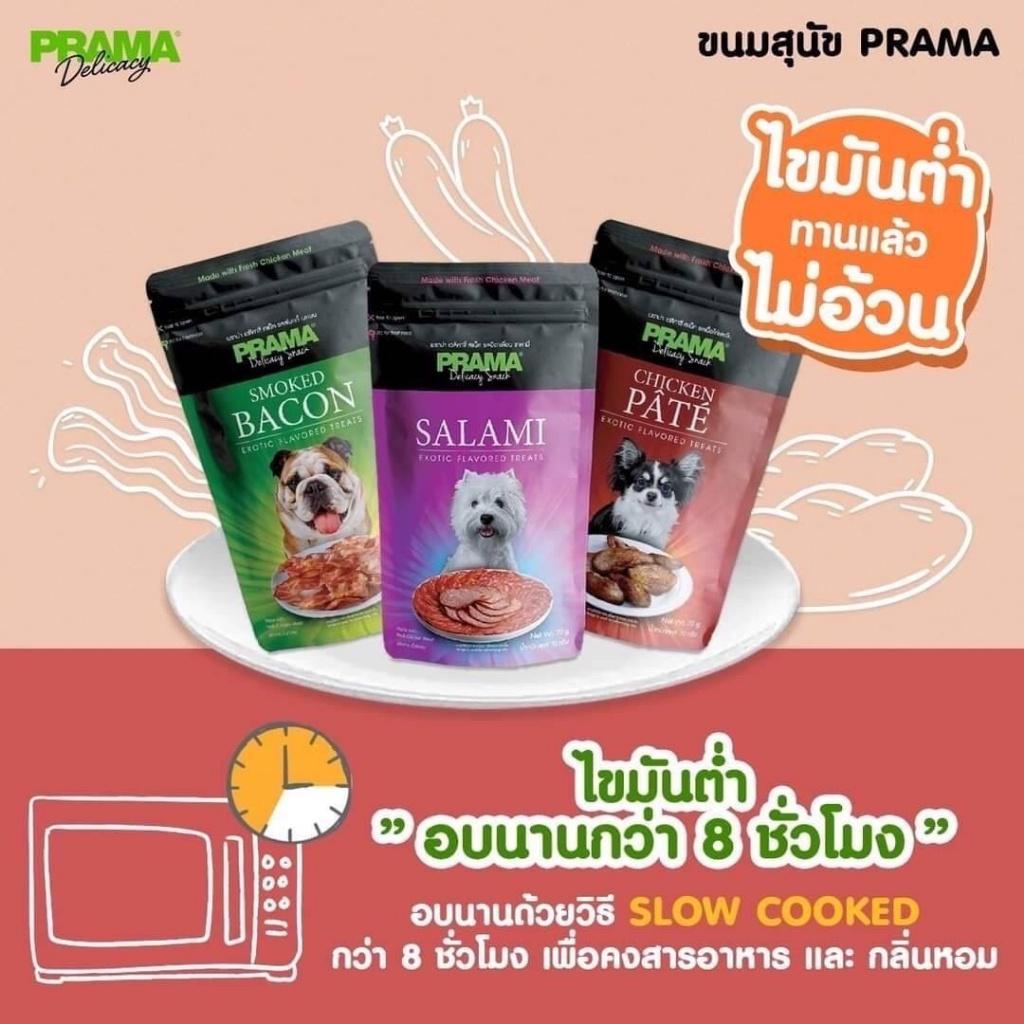 Prama พราม่า ขนมสุนัข Dog Snack ผลิตจากเนื้อไก่แท้ 50 - 70 กรัม