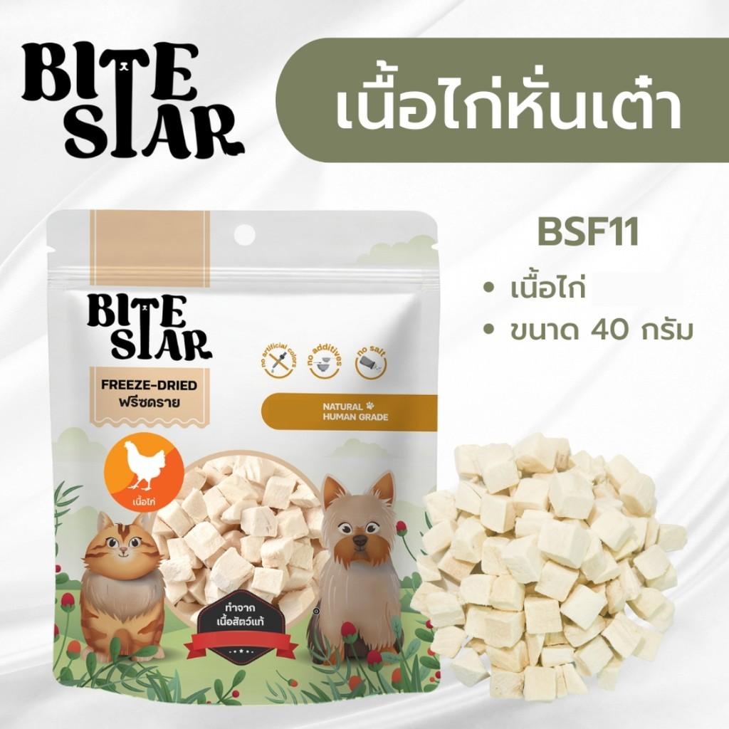 Bite Star Freeze Dried ขนมฟรีซดรายสำหรับสัตว์เลี้ยง ฟรีสดรายแมว ฟรีสดรายสุนัข ขนาดซอง 40-60 กรัม