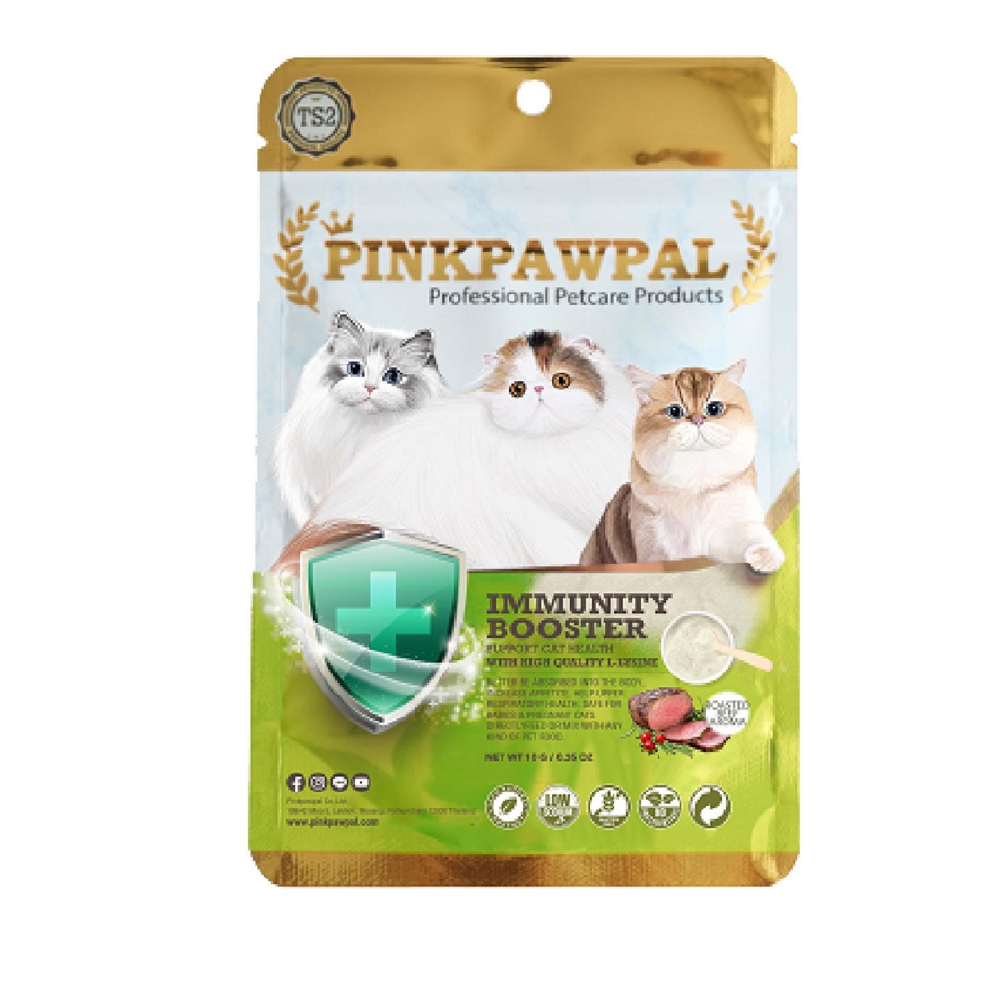 Pinkpawpal ผงโรยอาหารแมว อาหารเสริมสัตว์เลี้ยง ขนาดทดลอง 10, 20 กรัม (Immunity Booster Supplement)