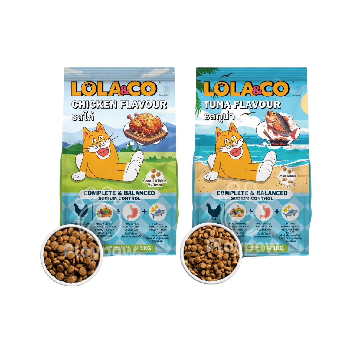 [1 kg.] LOLA&CO อาหารแมว โลล่า แอนด์ โค อาหารเม็ดแมว ไม่มีผลพลอยได้ มีโพรไบโอติก สำหรับแมวโตอายุ 1 ปีขึ้นไป ขนาดถุง 1 กก.(kg.)