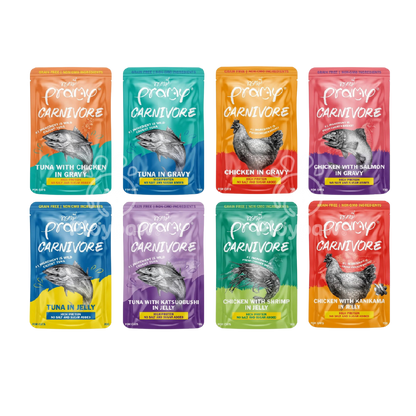 [ยกโหล 12 ซอง]Pramy Carnivore อาหารเปียกแมวพรามี่ Grain-Free Non-GMO ขนาด 70 กรัม(g)