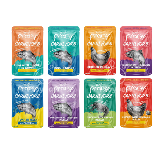 [ยกโหล 12 ซอง]Pramy Carnivore อาหารเปียกแมวพรามี่ Grain-Free Non-GMO ขนาด 70 กรัม(g)