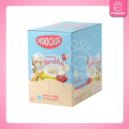 [ยกกล่อง 16 ซอง] Moochie Creamy Broths ซุปมูชี่ น้ำซุปแมว อาหารแมว ครีมมี่ซุปแมว ขนาด 40 กรัม(g.)