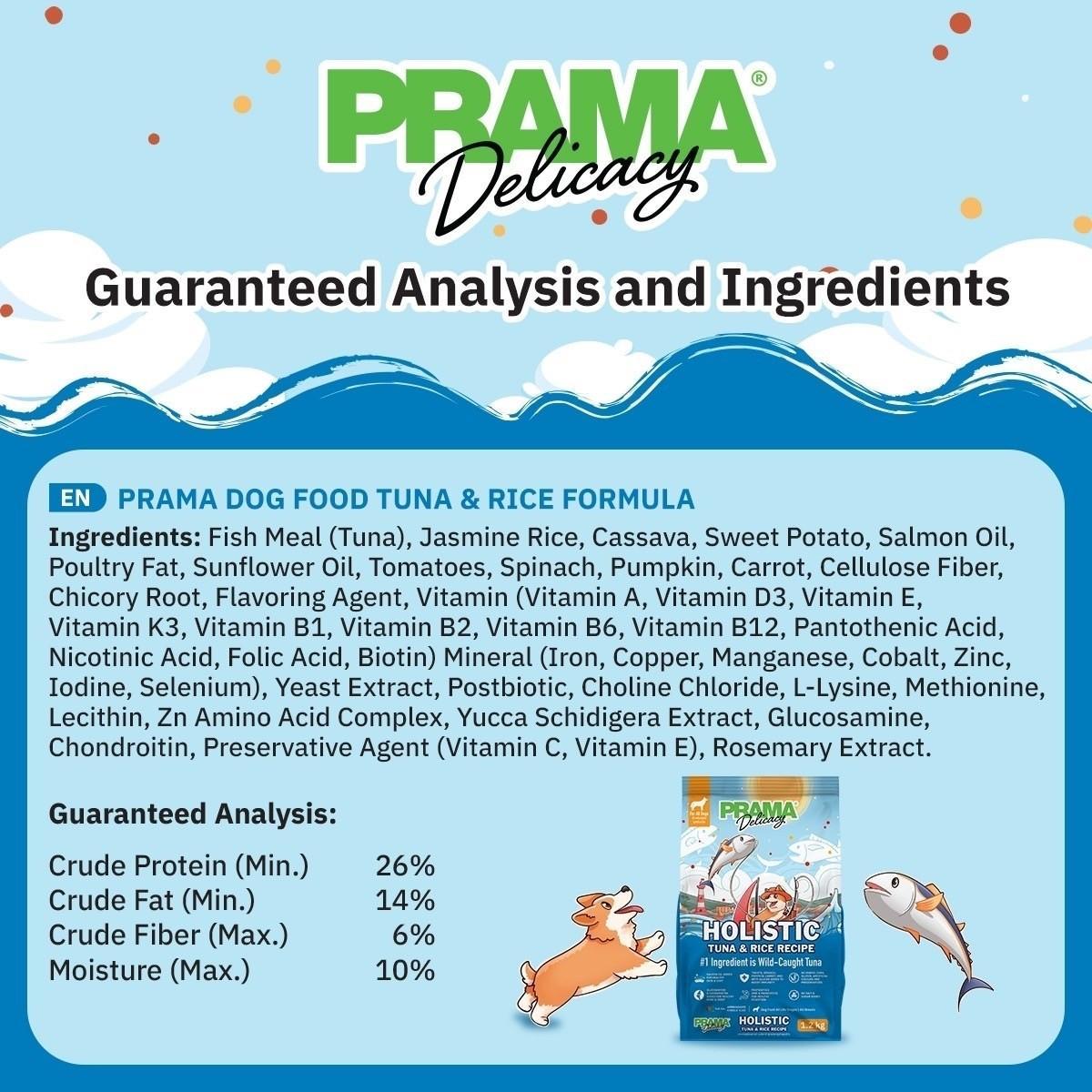 [แพ็ค 3 ถุง*1.2 kg.] PRAMA Holistic อาหารสุนัข พราม่า อาหารสุนัขสูตรครบถ้วนโปรตีนสูง ปราศจากกลูเตน ขนาดถุง 1.2 กก.(kg.) จำนวน 3 ถุง