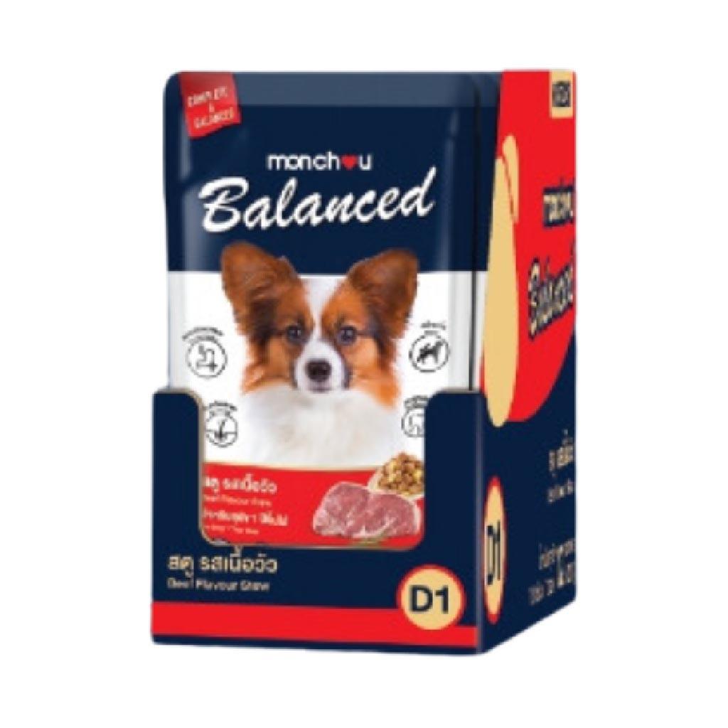 [ปลีก 1 ซอง] monchou Balanced มองชู อาหารเปียกสุนัข ขนาดซอง 120 กรัม(g)