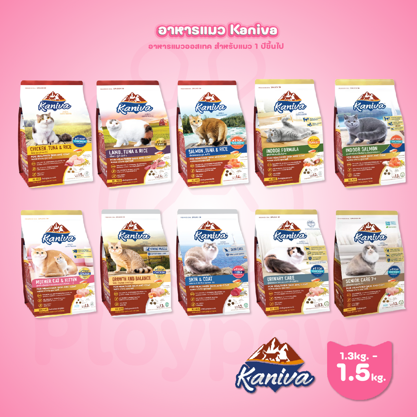 [M] อาหารแมวคานิว่า Kaniva ถุงแพ็คเกจขนาดกลาง ขนาด 1.3-1.5 กก. สำหรับแมวทุกช่วงวัย ทุกสายพันธุ์