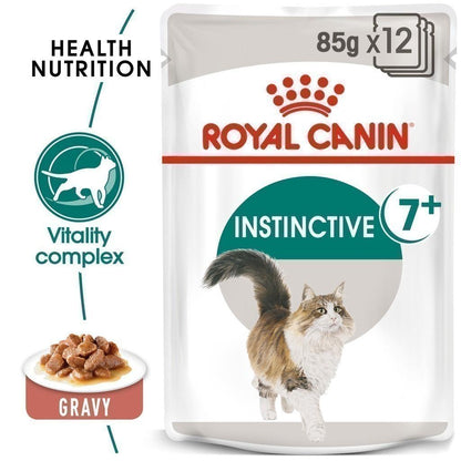 [ยกกล่อง 12 ซอง] Royal Canin Instinctive 7+ Pouch Gravy อาหารเปียกแมวสูงวัย อายุ 7 ปีขึ้นไป (ซอสเกรวี่, Wet Cat Food, โรยัล คานิน)
