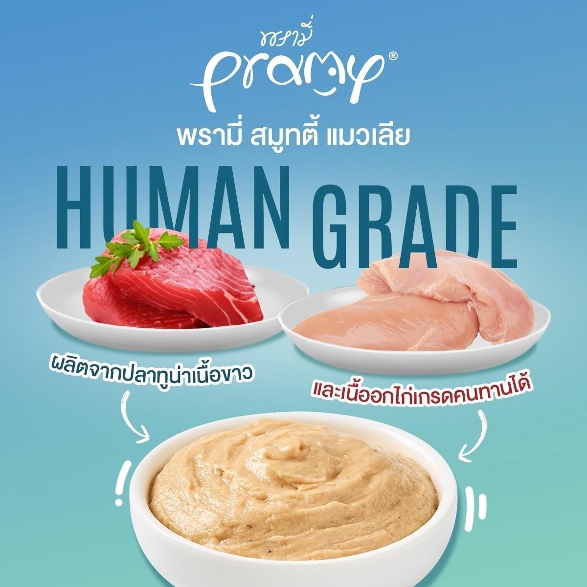 [แพ็ค 4 ซอง] ขนมแมวเลีย พรามี่ สมูทตี้ Pramy Smoothie Creamy ขนาดซอง 14 กรัม(g.)