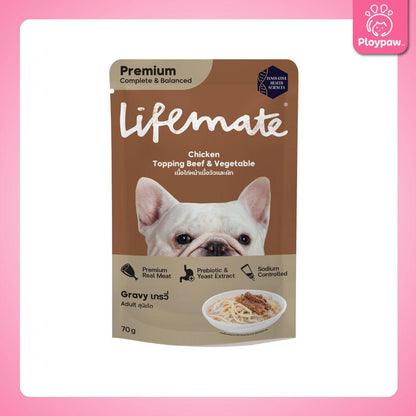 [ยกโหล 12 ซอง] Lifemate Dog Wet Food Pouch อาหารเปียกสุนัข ไลฟ์เมท สูตร Complete & Balanced สารอาหารครบถ้วน ขนาดซอง 70 กรัม(g.)