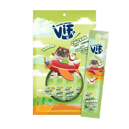 [แพ็ค 5 ซอง] Vif Soft Cream ขนมแมวเลียวิฟ ผลิตจากวัตถุดิบธรรมชาติ ไม่ใส่เกลือ ขนาดซอง 15 กรัม