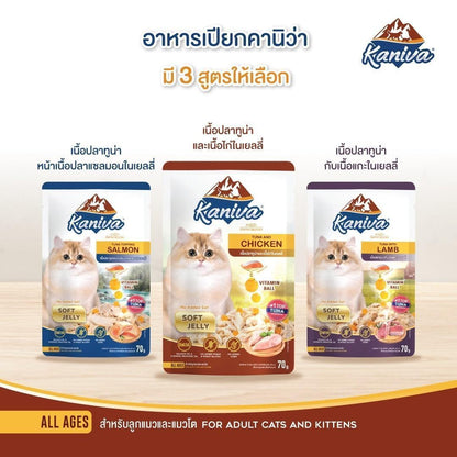 [ยกโหล 12 ซอง] Kaniva Pouch อาหารเปียกแมว คานิว่า แบบซอง ขนาด 70 กรัม(g.)