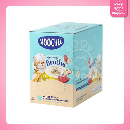 [ยกกล่อง 16 ซอง] Moochie Creamy Broths ซุปมูชี่ น้ำซุปแมว อาหารแมว ครีมมี่ซุปแมว ขนาด 40 กรัม(g.)