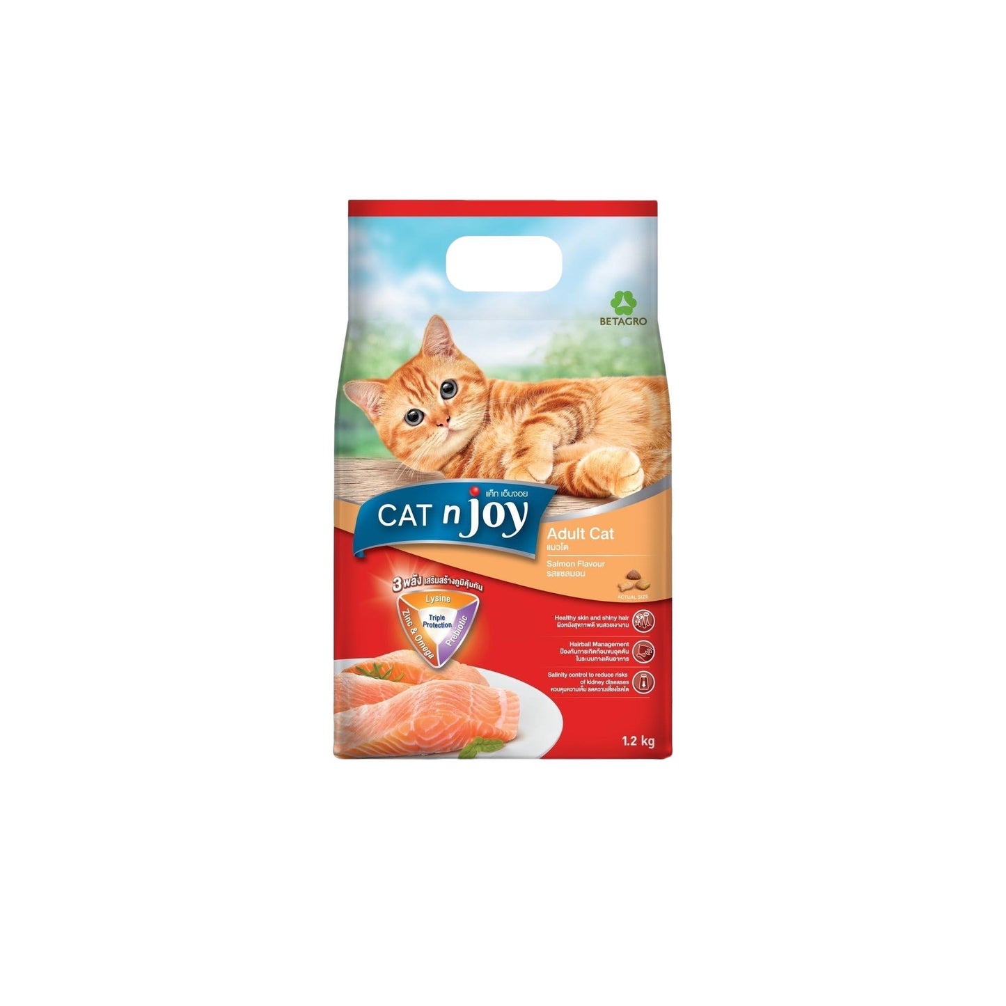CAT n joy อาหารแมวแบบเม็ด แคทเอ็นจอย สำหรับอายุตั้งแต่ 1 ปีขึ้นไป ขนาด 1.2 กก.(kg)