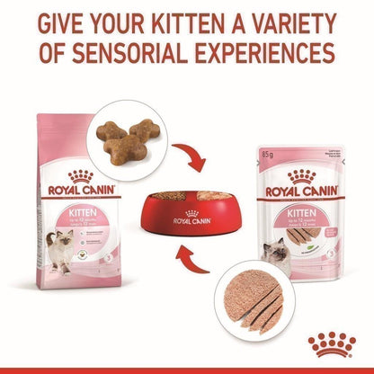 [ยกกล่อง 12 ซอง] Royal Canin Kitten Pouch Loaf อาหารเปียกลูกแมว อายุ 4-12 เดือน (โลฟเนื้อละเอียด, Wet Cat Food, โรยัล คานิน)