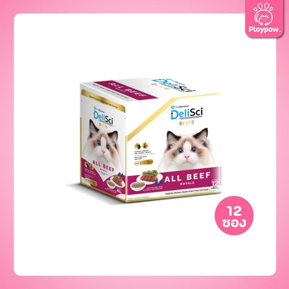 [ยกโหล 12 ซอง] DeliSci Elite  ทอปปิ้ง โรยอาหาร เดลิซาย ยกระดับมื้ออาหาร สูตรวัตถุดิบพรีเมียม สำหรับแมว 40 กรัม(g.)