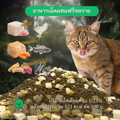 [300g.] Bite of Wild อาหารแมว Holistic 1Kg Grain Free โปรตีน 42% อาหารเม็ดผสมฟรีซดราย 3 ชนิด ได้แก่ เนื้อไก่ ปลาแซลมอน ตับและหัวใจไก่ เหมาะสำหรับทุกช่วงวัย LSP