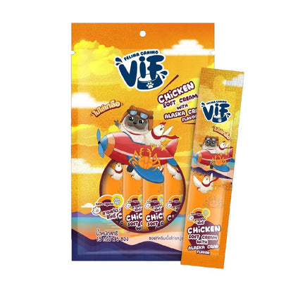 [แพ็ค 5 ซอง] Vif Soft Cream ขนมแมวเลียวิฟ ผลิตจากวัตถุดิบธรรมชาติ ไม่ใส่เกลือ ขนาดซอง 15 กรัม