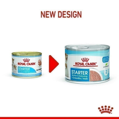[ยกถาด 12 กระป๋อง] Royal Canin Starter Mousse อาหารเปียกแม่สุนัข ตั้งท้อง 6 สัปดาห์ขึ้นไป - ให้นม และ ลูกสุนัขหย่านม อายุ 1-2 เดือน (เนื้อมูส, Canned Dog Food, โรยัล คานิน) โรยัล