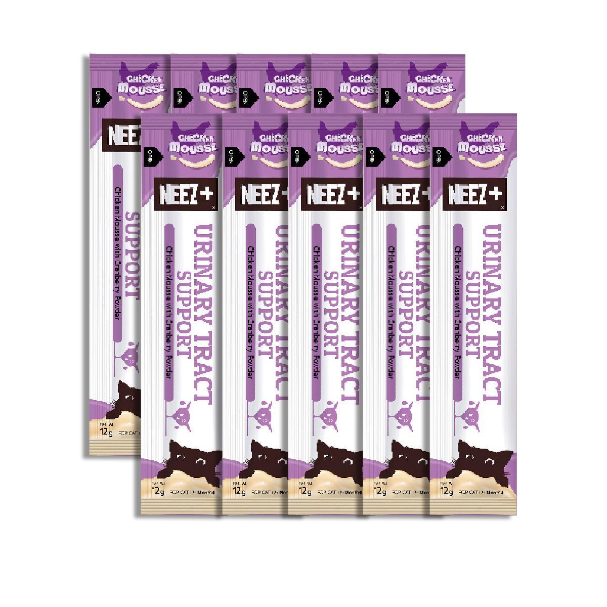 [แพ็ค 10 ซอง] Neez+ Mousse ขนมแมวเลียนีซพลัส เนื้อเนียนนุ่ม สำหรับแมว 2 เดือนขึ้นไป ขนาด 12 กรัม(g.)