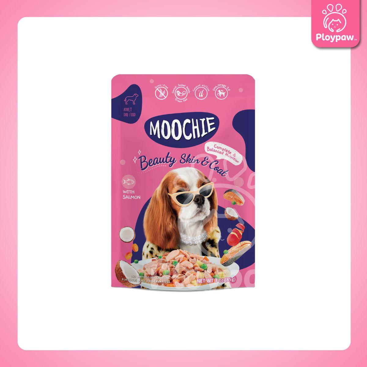 [ยกลัง 48 ซอง] Moochie อาหารเปียกสุนัข มูชี่ สูตร Complete&Balance Nutrition สารอาหารครบถ้วน ปราศจากธัญพืช ไมเ่ติมเกลือ สำหรับลูกสุนัขและสุนัขโต ขนาดซอง 85 กรัม(g.)