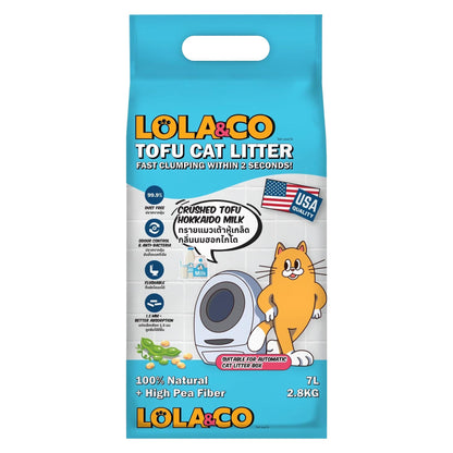 Lola&Co Tofu Cat Litter โลล่าแอนด์โค ทรายแมวเต้าหู้ ทิ้งชักโครกได้ ฝุ่นน้อย ดับกลิ่น ขนาด 7 ลิตร