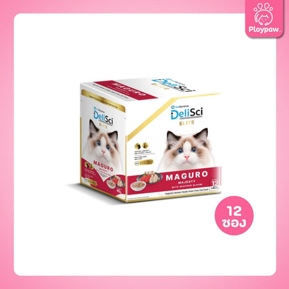 [ยกโหล 12 ซอง] DeliSci Elite  ทอปปิ้ง โรยอาหาร เดลิซาย ยกระดับมื้ออาหาร สูตรวัตถุดิบพรีเมียม สำหรับแมว 40 กรัม(g.)