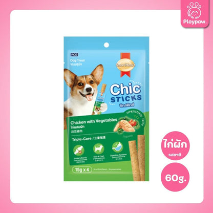 [ยกกล่อง 12 แพ็ค] ขนมสุนัข Smart Heart Chic Sticks ขนาด 15 กรัม 1 ถุง มี 4 ซอง