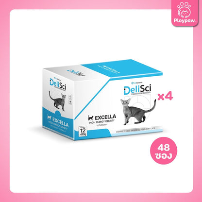 [ยกลัง 48 ซอง] DeliSci Excella อาหารฟื้นฟูสําหรับสัตว์ป่วย ขาดสารอาหาร และพักฟื้นหลังการผ่าตัด ที่ต้องการพลังงานสูง (RECOVERY) ขนาด 80 กรัม(g.)