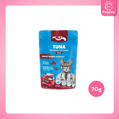 [ปลีก] MR.VET อาหารเปียกแมว ไม่มีการปรุงรส ไม่ใส่วัตถุกันเสีย ขนาดซอง 70 กรัม