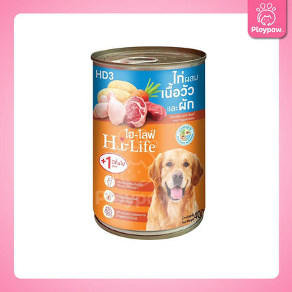[ยกลัง 12 กระป๋อง] Hi-Life ไฮไลฟ์  อาหารเปียกสุนัข กระป๋อง ขนาด 400 กรัม(g.) [ กระป๋องบุบไม่รับเคลมทุกกรณี ]