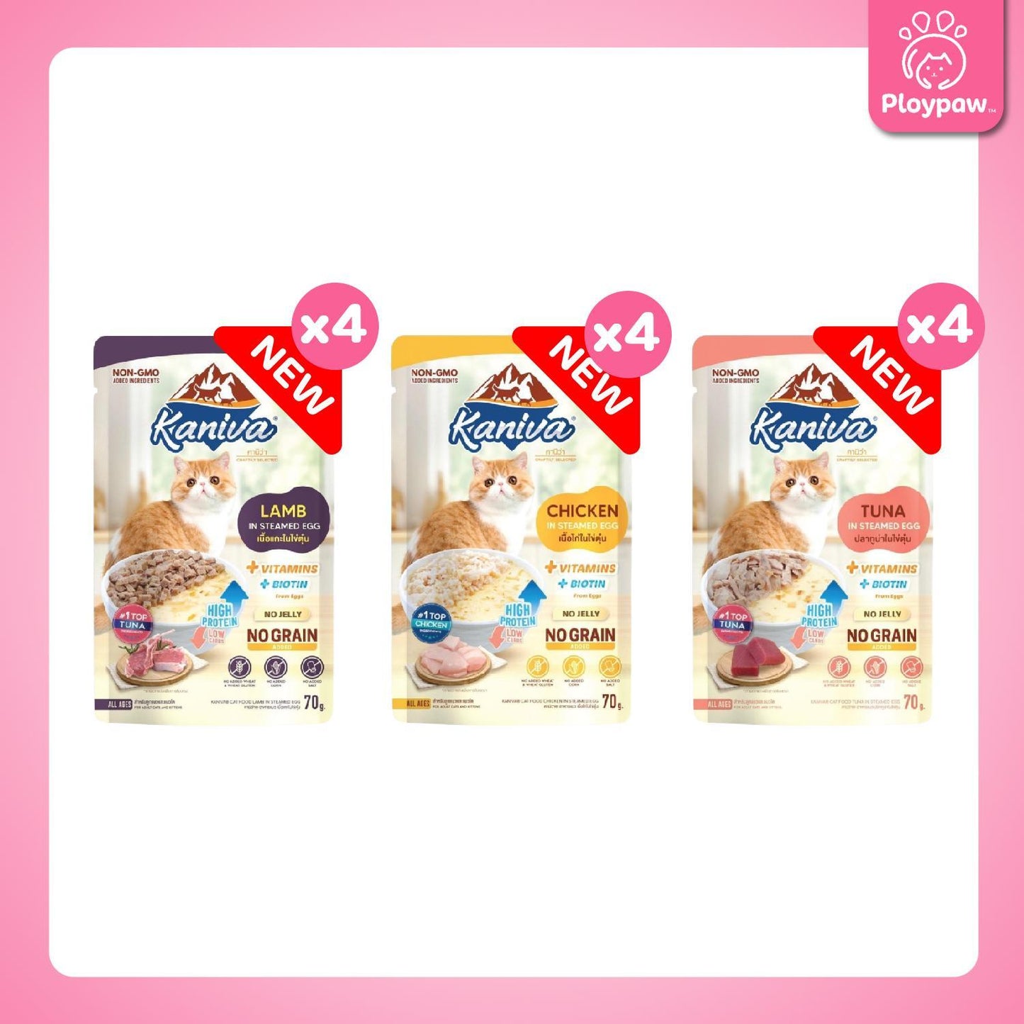 [ยกโหล 12 ซอง] Kaniva Pouch อาหารเปียกแมว คานิว่า แบบซอง ขนาด 70 กรัม(g.)