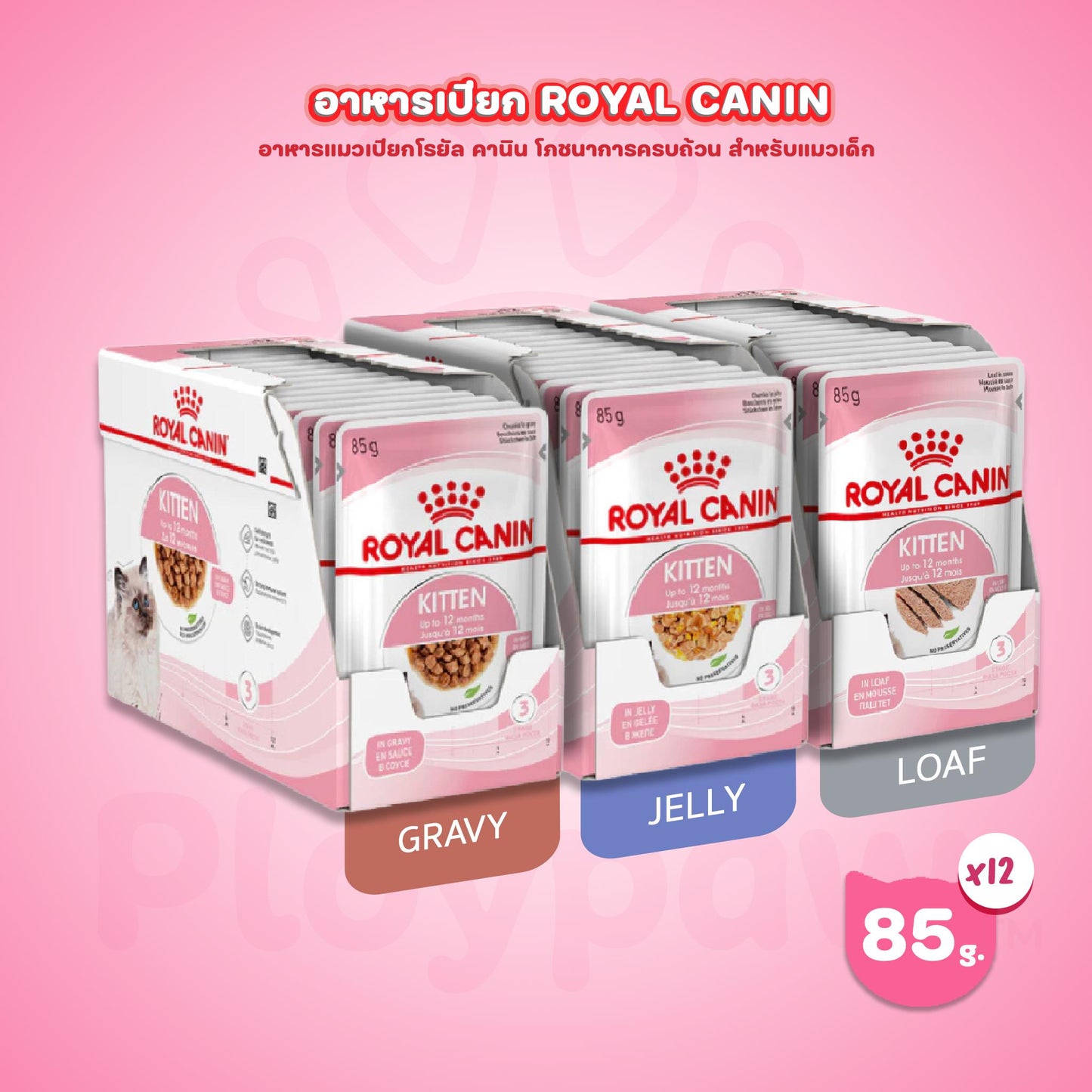 [ยกกล่อง 12 ซอง] Royal Canin Kitten Pouch Loaf อาหารเปียกลูกแมว อายุ 4-12 เดือน (โลฟเนื้อละเอียด, Wet Cat Food, โรยัล คานิน)