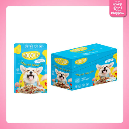 [ยกโหล 12 ซอง] Moochie อาหารเปียกสุนัข มูชี่ สูตร Complete&Balance Nutrition สารอาหารครบถ้วน ปราศจากธัญพืช ไมเ่ติมเกลือ สำหรับลูกสุนัขและสุนัขโต ขนาดซอง 85 กรัม(g.)