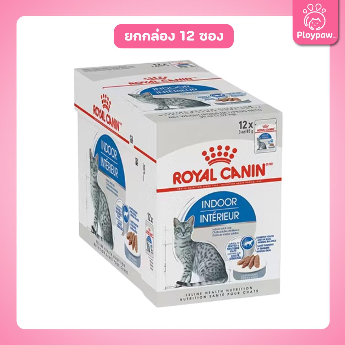 [ยกกล่อง 12 ซอง] Royal Canin Indoor Pouch Jelly อาหารเปียกแมวโต เลี้ยงในบ้านและทำหมัน อายุ 1 ปีขึ้นไป (เจลลี่, Wet Cat Food, โรยัล คานิน)
