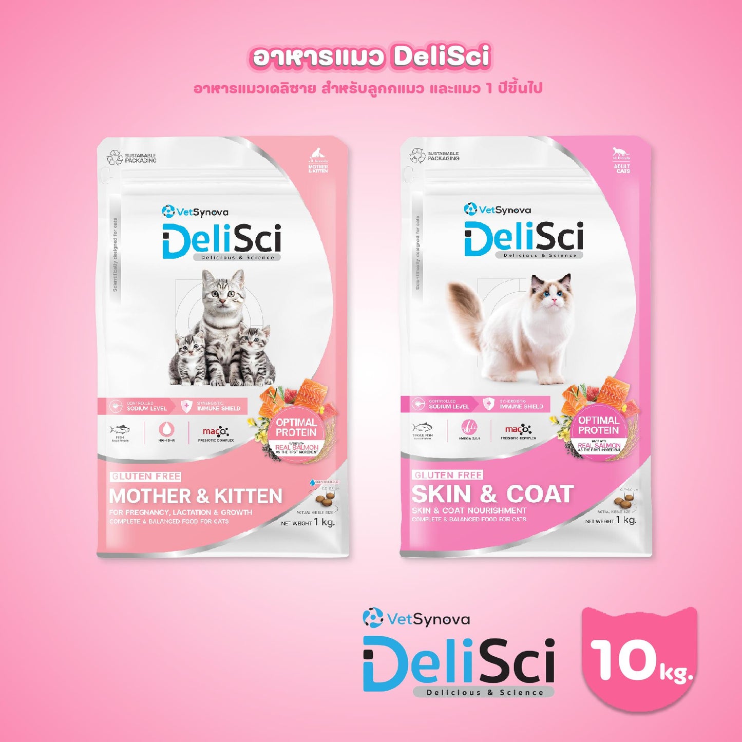 [1kg.] DeliSci Cat Dry Skin & Coat / Mother&Kitten  อาหารเม็ดแมว เดลิซาย ขนาด 1 กก.(kg.)