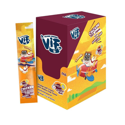 [ยกกล่อง 40 ซอง] Vif Soft Cream ขนมแมวเลียวิฟ ผลิตจากวัตถุดิบธรรมชาติ ไม่ใส่เกลือ ขนาดซอง 15 กรัม