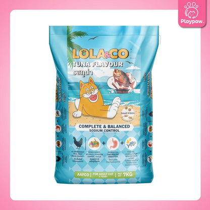 [ยกกระสอบ 7 kg.] LOLA&CO อาหารแมว โลล่า แอนด์ โค อาหารเม็ดแมว ไม่มีผลพลอยได้ มีโพรไบโอติก สำหรับแมวโตอายุ 1 ปีขึ้นไป ขนาด 7 กก.(kg.)