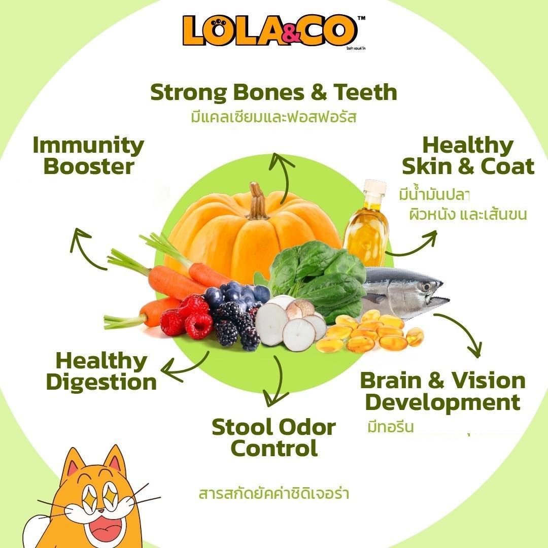 [ยกลัง 8 ถุง] LOLA&CO อาหารแมว โลล่า แอนด์ โค อาหารเม็ดแมว ไม่มีผลพลอยได้ มีโพรไบโอติก สำหรับแมวโตอายุ 1 ปีขึ้นไป ขนาดถุง 1 กก.(kg.) จำนวน 8 ถุง