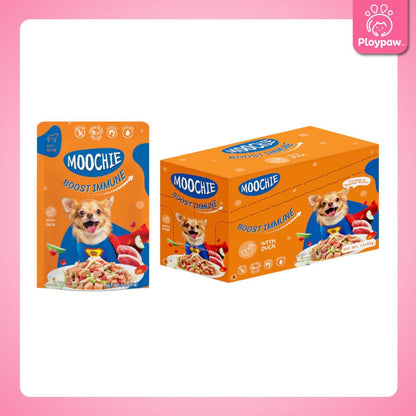 [ยกโหล 12 ซอง] Moochie อาหารเปียกสุนัข มูชี่ สูตร Complete&Balance Nutrition สารอาหารครบถ้วน ปราศจากธัญพืช ไมเ่ติมเกลือ สำหรับลูกสุนัขและสุนัขโต ขนาดซอง 85 กรัม(g.)
