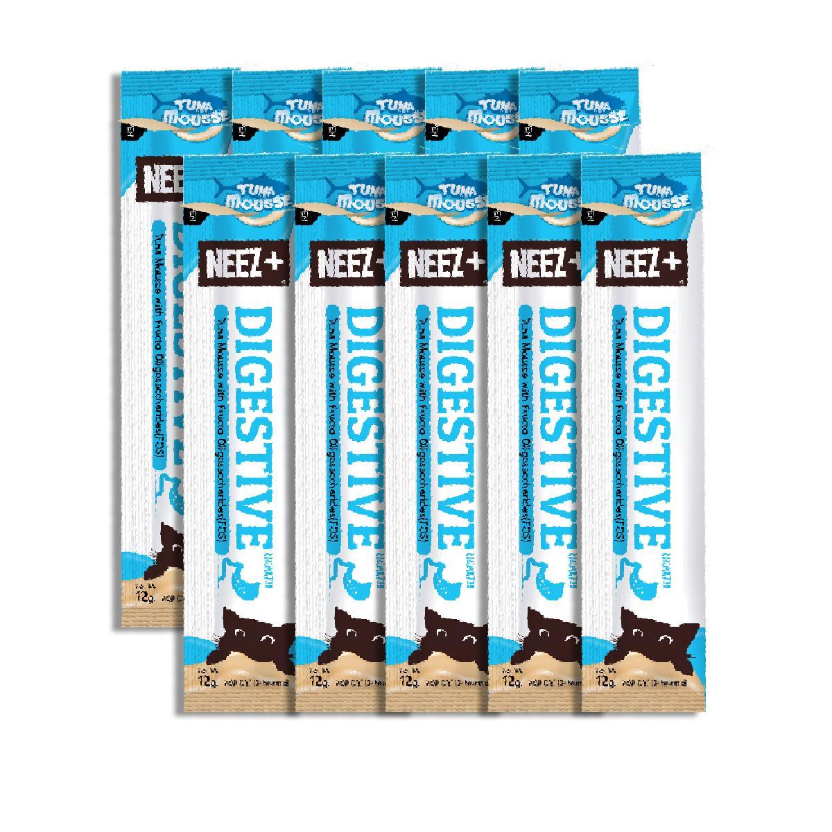 [แพ็ค 10 ซอง] Neez+ Mousse ขนมแมวเลียนีซพลัส เนื้อเนียนนุ่ม สำหรับแมว 2 เดือนขึ้นไป ขนาด 12 กรัม(g.)