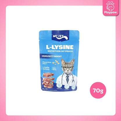 [ยกโหล 12 ซอง] MR.VET อาหารเปียกแมว ไม่มีการปรุงรส ไม่ใส่วัตถุกันเสีย ขนาดซอง 70 กรัม