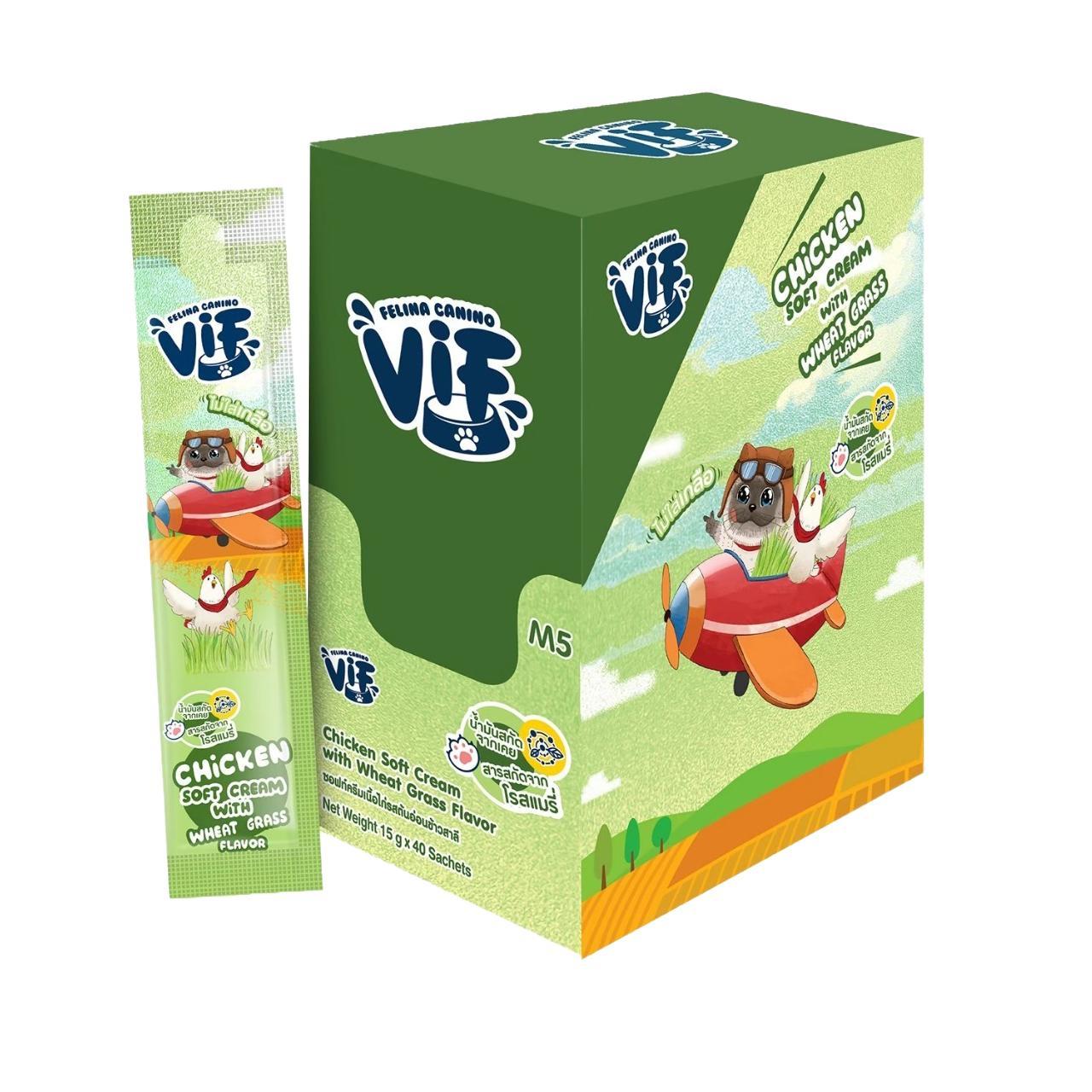 [ยกกล่อง 40 ซอง] Vif Soft Cream ขนมแมวเลียวิฟ ผลิตจากวัตถุดิบธรรมชาติ ไม่ใส่เกลือ ขนาดซอง 15 กรัม