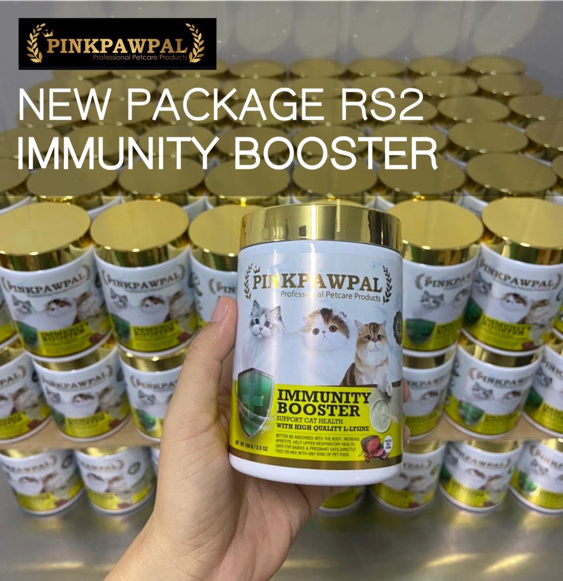 Pinkpawpal ผงโรยอาหารแมว ผงโปรตีน ผงไลซีน อาหารเสริมสัตว์เลี้ยง ขนาดกระปุก 150g, 100g (Gorgeous Coat and Muscles Supplement + IMMUNITY BOOSTER ) [RS1+RS2]