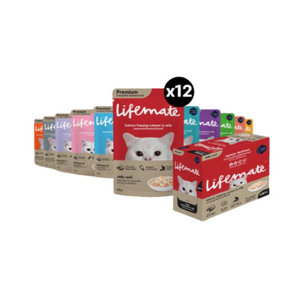 [ยกโหล 12 ซอง] Lifemate Pouch อาหารเปียกแมว ไลฟ์เมท สูตร Complete & Balanced ขนาด 60-70 กรัม(g.)