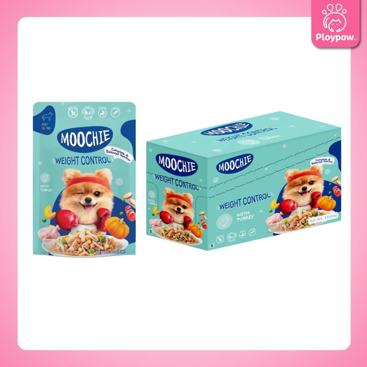[ยกโหล 12 ซอง] Moochie อาหารเปียกสุนัข มูชี่ สูตร Complete&Balance Nutrition สารอาหารครบถ้วน ปราศจากธัญพืช ไมเ่ติมเกลือ สำหรับลูกสุนัขและสุนัขโต ขนาดซอง 85 กรัม(g.)
