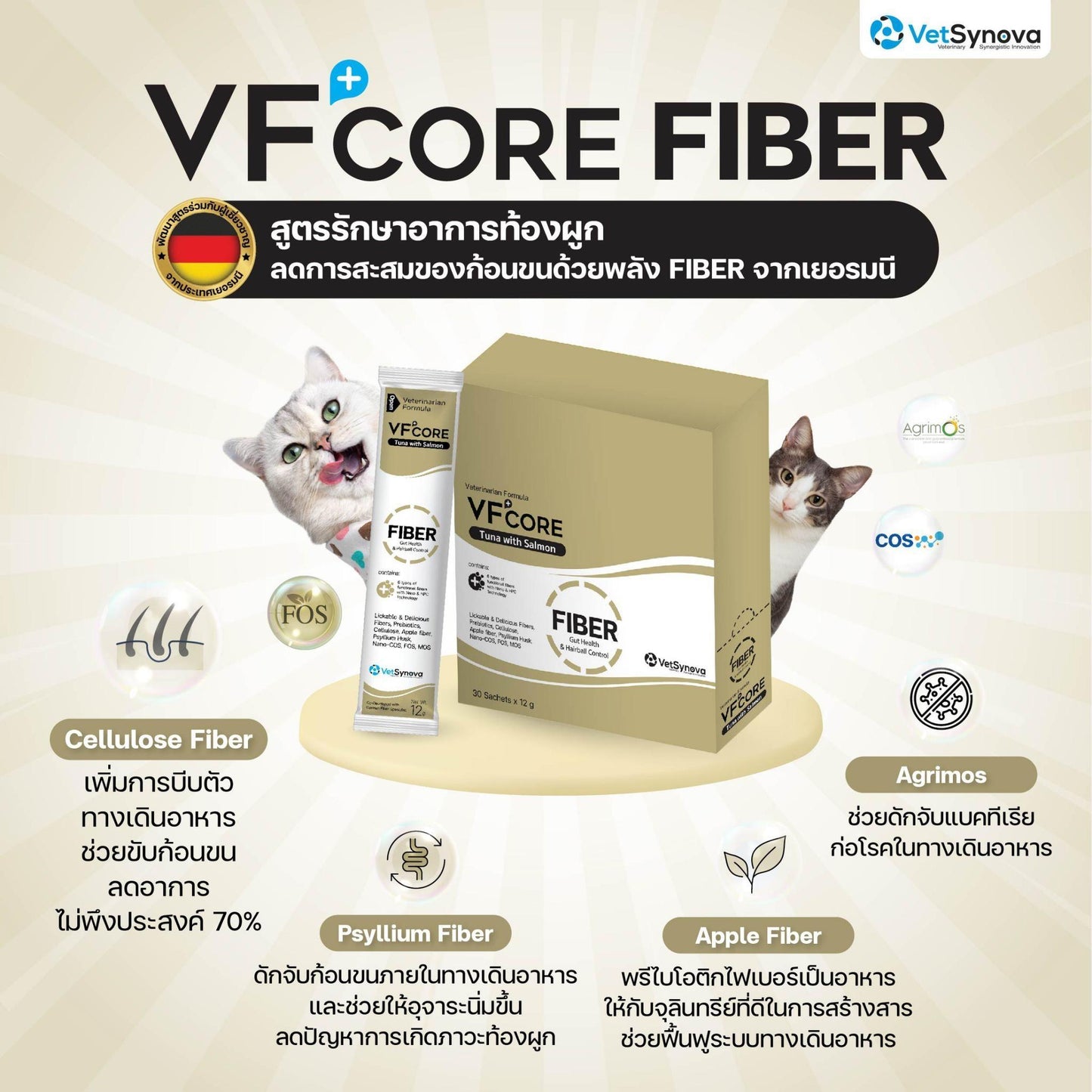 [ขายปลีก] VF+ Core ขนมแมวเลีย วีเอฟพลัส คอร์ อาหารเสริมรูปแบบขนมแมวเลีย วิตามินรวม เสริมภูมิคุ้มกัน ขนาด 12กรัม/ซอง