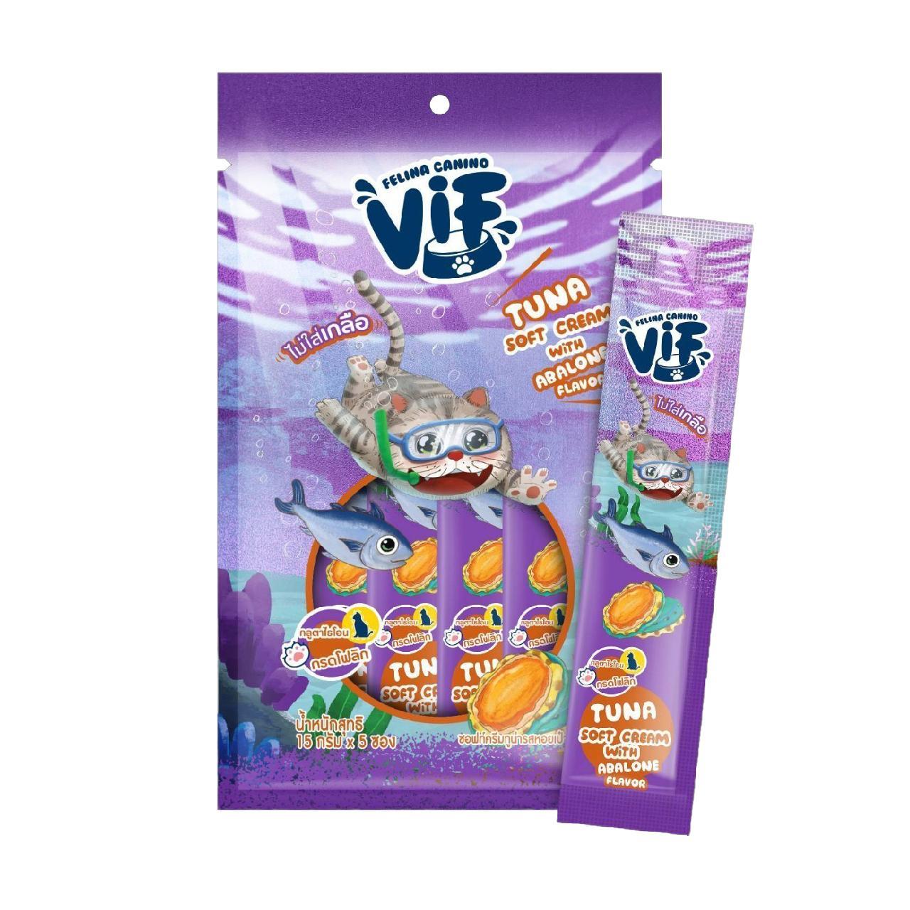 [แพ็ค 5 ซอง] Vif Soft Cream ขนมแมวเลียวิฟ ผลิตจากวัตถุดิบธรรมชาติ ไม่ใส่เกลือ ขนาดซอง 15 กรัม