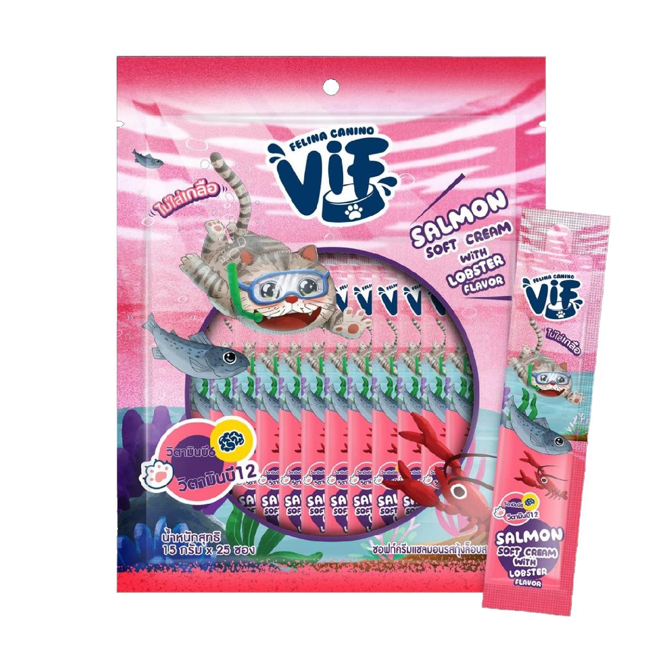 [แพ็คใหญ่ 25 ซอง] Vif Soft Cream ขนมแมวเลียวิฟ ผลิตจากวัตถุดิบธรรมชาติ ไม่ใส่เกลือ ขนาดซอง 15 กรัม
