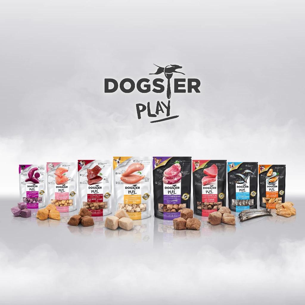 DOGSTER PLAY Freeze Dried ขนมฟรีซดราย ด็อกส์เตอร์ เพลย์ /ขนมสุนัข/ขนมสัตว์เลี้ยง/ขนมขบเคี้ยวสำหรับสุนัข มี 3 ขนาดให้เลือก