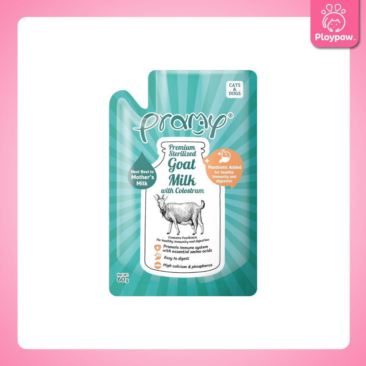 [ยกกล่อง 12 ซอง] Pramy Gold Sterilised Goat Milk นมแพะพรามี่ นมแพะแบบซองขนาด 60 มล.(ml.)